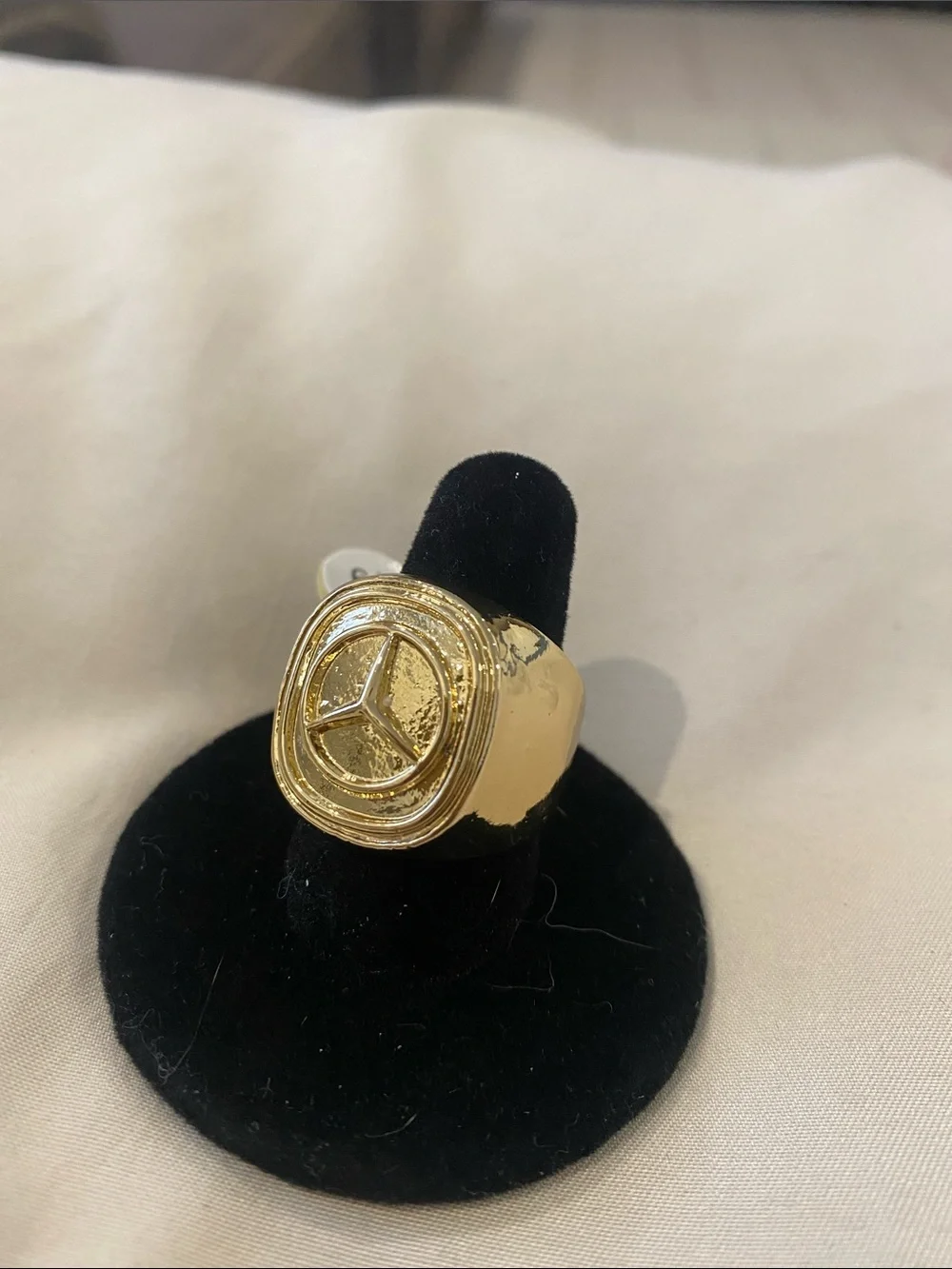 Gold Mercedes Logo Men's Signet Ring